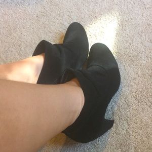 Women’s black suede booties